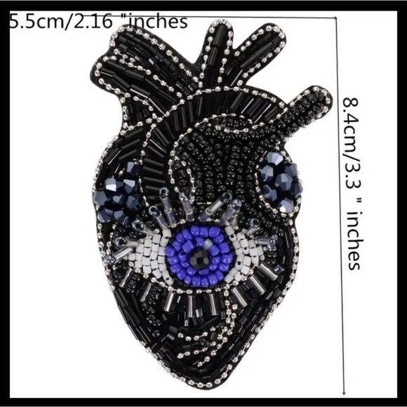 Dolls Kill Other - NWOT Beaded Rhinestone Heart Applique